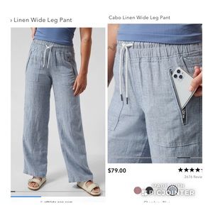 Athleta Cabo Linen Wide Leg Pant size 4